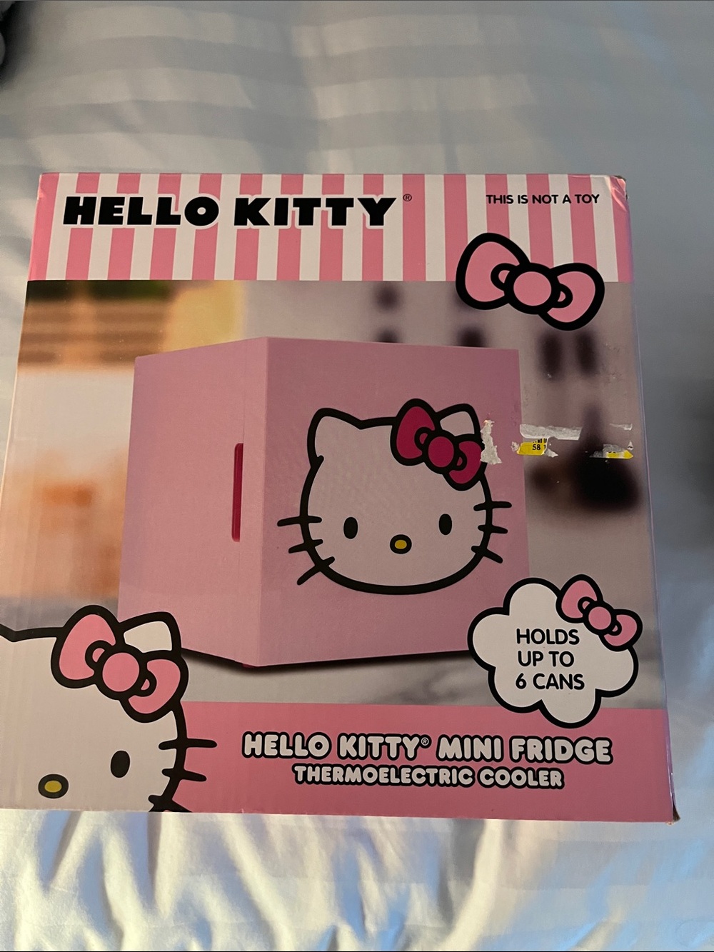 NIB! Hello Kitty Pink Mini Fridge with Bow Graphic